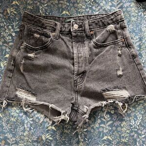Black High Waisted Cutoff Shorts